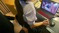 Av imitate with Asian chubby creampie in tight pussy